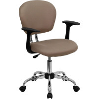 Flash Furniture Mid-Back Coffee Brown Task Chair with Arms and Chrome Base H-2376-F-COF-ARMS-GG