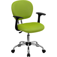 Flash Furniture Mid-Back Apple Green Task Chair with Arms and Chrome Base H-2376-F-GN-ARMS-GG