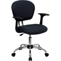 Flash Furniture Mid-Back Gray Task Chair with Arms and Chrome Base H-2376-F-GY-ARMS-GG