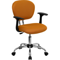 Flash Furniture Mid-Back Orange Task Chair with Arms and Chrome Base H-2376-F-ORG-ARMS-GG