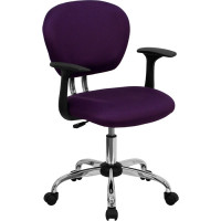 Flash Furniture Mid-Back Purple Task Chair with Arms and Chrome Base H-2376-F-PUR-ARMS-GG