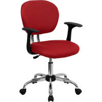 Flash Furniture Mid-Back Red Task Chair with Arms and Chrome Base H-2376-F-RED-ARMS-GG