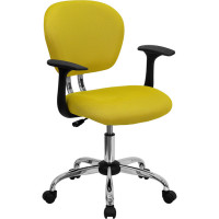 Flash Furniture Mid-Back YellowTask Chair with Arms and Chrome Base H-2376-F-YEL-ARMS-GG