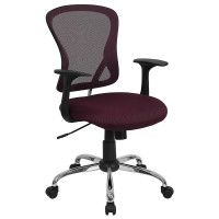 Flash Furniture Mid-Back Burgundy Mesh Office Chair with Chrome Finished Base H-8369F-ALL-BY-GG