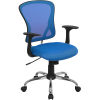 Flash Furniture Mid-Back Blue Mesh Office Chair with Chrome Finished Base H-8369F-BL-GG