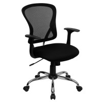 Flash Furniture Mid-Back Black Mesh Office Chair with Chrome Finished Base H-8369F-BLK-GG