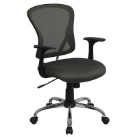 Flash Furniture Mid-Back Dark Gray Mesh Office Chair with Chrome Finished Base H-8369F-DK-GY-GG
