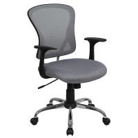 Flash Furniture Mid-Back Gray Mesh Office Chair with Chrome Finished Base H-8369F-GY-GG