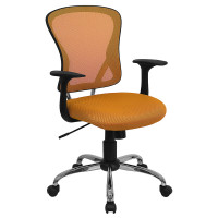 Flash Furniture Mid-Back Orange Mesh Office Chair with Chrome Finished Base H-8369F-ORG-GG