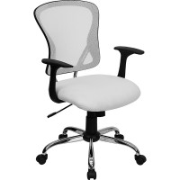 Flash Furniture Mid-Back White Mesh Office Chair with Chrome Finished Base H-8369F-WHT-GG