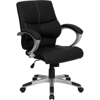 Flash Furniture Mid-Back Black Leather Contemporary Manager's Office Chair H-9637L-2-MID-GG