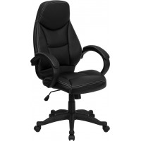 Flash Furniture High Back Black Leather Contemporary Office Chair H-HLC-0005-HIGH-1B-GG