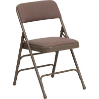 Flash Furniture HA-MC309AF-BGE-GG Hercules Series Curved Triple Braced and Quad Hinged Beige Fabric Upholstered Metal Folding Chair