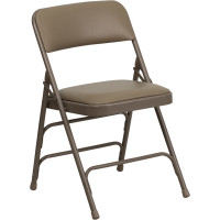 Flash Furniture HA-MC309AV-BGE-GG Hercules Series Curved Triple Braced and Quad Hinged Beige Vinyl Upholstered Metal Folding Chair