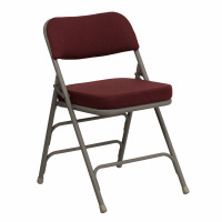 Flash Furniture HA-MC320AF-BG-GG Hercules Series Premium Curved Triple Braced and Quad Hinged Burgundy Fabric Upholstered Metal Folding Chair