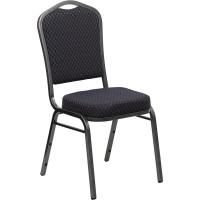 Flash Furniture Hercules Crown Back Stacking Banquet Chair Black Fabric Silver Vein Frame HF-C01-SV-E26-BK-GG