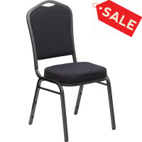 Flash Furniture Hercules Crown Back Stacking Banquet Chair Black Fabric Silver Vein Frame HF-C01-SV-E26-BK-GG