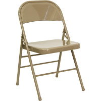 Flash Furniture HF3-MC-309AS-BGE-GG Hercules Series Triple Braced and Quad Hinged Beige Metal Folding Chair