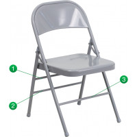 Flash Furniture HF3-MC-309AS-GY-GG Hercules Series Triple Braced and Quad Hinged Gray Metal Folding Chair
