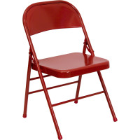 Flash Furniture  HF3-MC-309AS-RED-GGHercules Series Triple Braced and Quad Hinged Red Metal Folding Chair