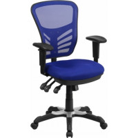 Flash Furniture HL-0001-BL-GG Mid-Back Blue Mesh Chair with Triple Paddle Control