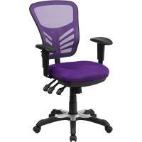 Flash Furniture HL-0001-PUR-GG Mid-Back Purple Mesh Chair with Triple Paddle Control