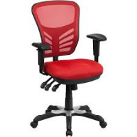Flash Furniture HL-0001-RED-GG Mid-Back Red Mesh Chair with Triple Paddle Control