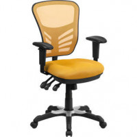 Flash Furniture HL-0001-YEL-GG Mid-Back Yellow-Orange Mesh Chair with Triple Paddle Control