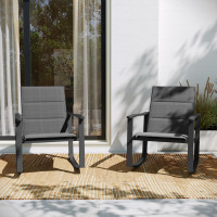 Flash Furniture 2-FV-FSC-2315N-BLK-GG Brazos Set of 2 Black Outdoor Rocking Chairs with Flex Comfort Material and Black Steel Frames