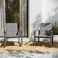 Flash Furniture 2-FV-FSC-2315N-GRY-GG Brazos Set of 2 Gray Outdoor Rocking Chairs with Flex Comfort Material and Black Steel Frames