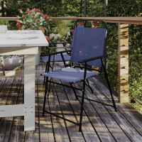 Flash Furniture 2-GM-SC098-NV-GG Set of 2 Mystic Folding Patio Sling Chairs, Outdoor Textilene Lawn Chairs with Armrests in Navy