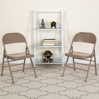 Flash Furniture 2-HF3-MC-309AS-BGE-GG 2 Pk. HERCULES Series Triple Braced & Double Hinged Beige Metal Folding Chair