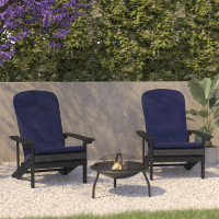Flash Furniture 2-JJ-C14501-CSNBL-SLT-GG Charlestown Set of 2 All-Weather Poly Resin Wood Adirondack Chairs in Slate Gray with Blue Cushions for Deck, Porch, and Patio