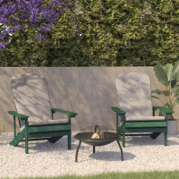 Flash Furniture 2-JJ-C14501-CSNCR-GRN-GG Charlestown Set of 2 All-Weather Poly Resin Wood Adirondack Chairs in Green with Cream Cushions for Deck, Porch, and Patio