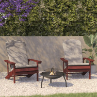 Flash Furniture 2-JJ-C14501-CSNCR-RED-GG Charlestown Set of 2 All-Weather Poly Resin Wood Adirondack Chairs in Red with Cream Cushions for Deck, Porch, and Patio