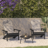 Flash Furniture 2-JJ-C14501-CSNCR-SLT-GG Charlestown Set of 2 All-Weather Poly Resin Wood Adirondack Chairs in Slate Gray with Cream Cushions for Deck, Porch, and Patio