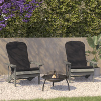 Flash Furniture 2-JJ-C14501-CSNGY-LTG-GG Charlestown Set of 2 All-Weather Poly Resin Wood Adirondack Chairs in Gray with Gray Cushions for Deck, Porch, and Patio