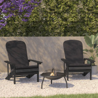 Flash Furniture 2-JJ-C14501-CSNGY-SLT-GG Charlestown Set of 2 All-Weather Poly Resin Wood Adirondack Chairs in Slate Gray with Gray Cushions for Deck, Porch, and Patio