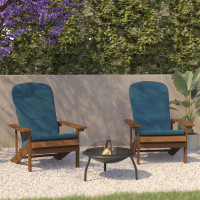Flash Furniture 2-JJ-C14501-CSNTL-TEAK-GG Charlestown Set of 2 All-Weather Poly Resin Wood Adirondack Chairs in Teak with Teal Cushions for Deck, Porch, and Patio