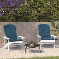 Flash Furniture 2-JJ-C14501-CSNTL-WH-GG Charlestown Set of 2 All-Weather Poly Resin Wood Adirondack Chairs in White with Teal Cushions for Deck, Porch, and Patio