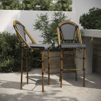 Flash Furniture 2-SDA-AD642001-BS-BKWH-NAT-GG Bordeaux Set of 2 Stackable Indoor/Outdoor French Bistro 30