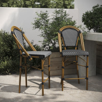 Flash Furniture 2-SDA-AD642001-CS-BKWH-NAT-GG Bordeaux Set of 2 Stackable Indoor/Outdoor French Bistro 26