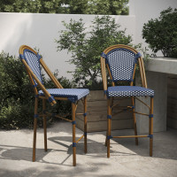 Flash Furniture 2-SDA-AD642001-CS-NVYWH-NAT-GG Bordeaux Set of 2 Stackable Indoor/Outdoor French Bistro 26