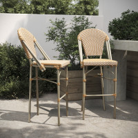 Flash Furniture 2-SDA-AD642001-F-BS-NATWH-LTNAT-GG Lourdes Set of 2 Stackable Indoor/Outdoor French Bistro 30