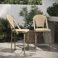 Flash Furniture 2-SDA-AD642001-F-CS-NATWH-LTNAT-GG Lourdes Set of 2 Stackable Indoor/Outdoor French Bistro 26
