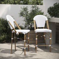 Flash Furniture 2-SDA-AD642001-F-CS-WHGY-NAT-GG Lourdes Set of 2 Stackable Indoor/Outdoor French Bistro 26