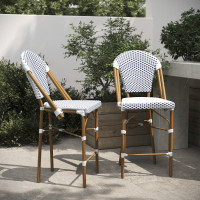 Flash Furniture 2-SDA-AD642001-F-CS-WHNVY-NAT-GG Lourdes Set of 2 Stackable Indoor/Outdoor French Bistro 26