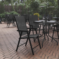 Flash Furniture 2-TLH-SC-044-BKBK-GG Paladin Black Outdoor Folding Patio Sling Chair