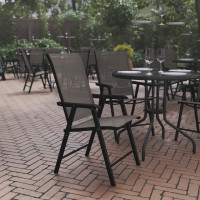 Flash Furniture 2-TLH-SC-044-BR-GG Paladin Brown Outdoor Folding Patio Sling Chair