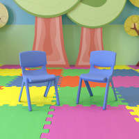 Flash Furniture 2-YU-YCX-001-BLUE-GG 2 Pack Blue Plastic Stackable School Chair with 12